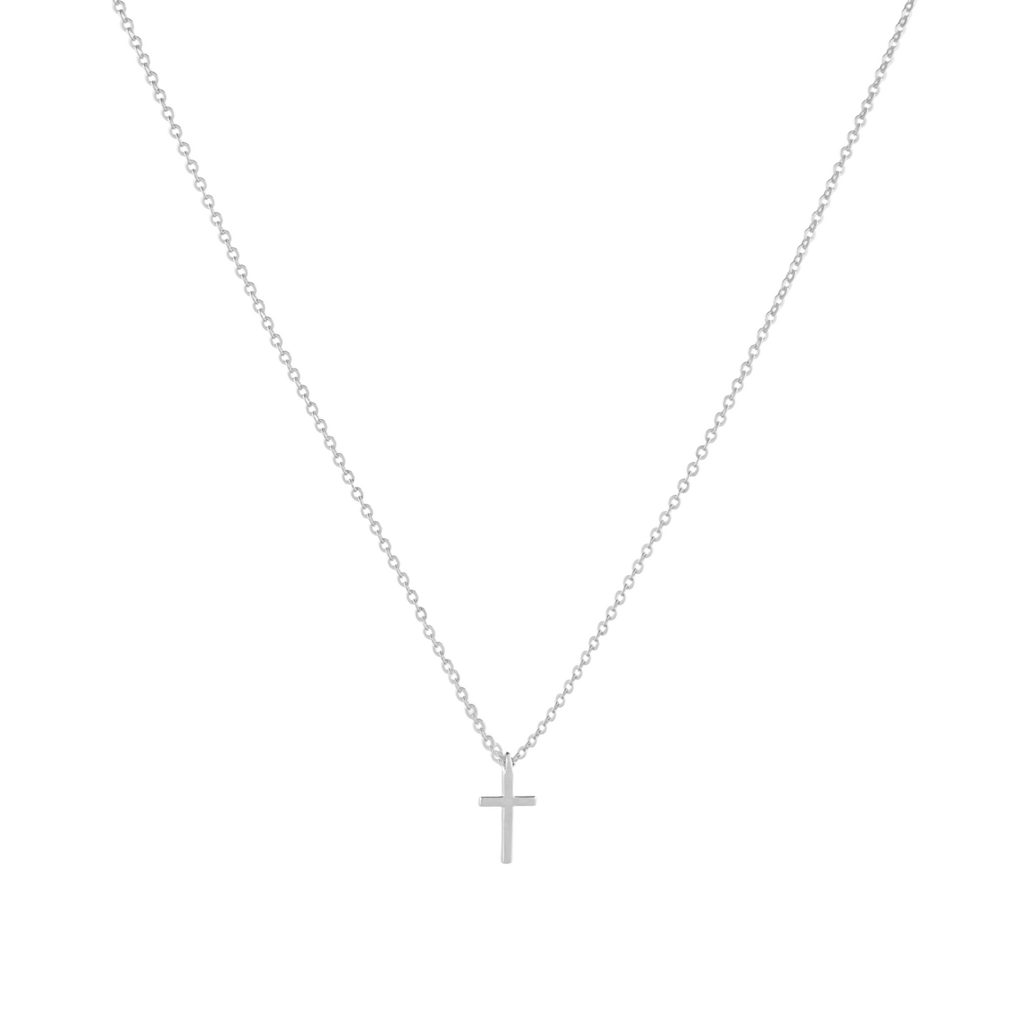 Mini Grace Cross Necklace 10mm pendant in (Rhodium Plated) 925 Sterling Silver