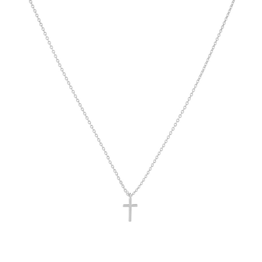 Mini Grace Cross Necklace 10mm pendant in (Rhodium Plated) 925 Sterling Silver