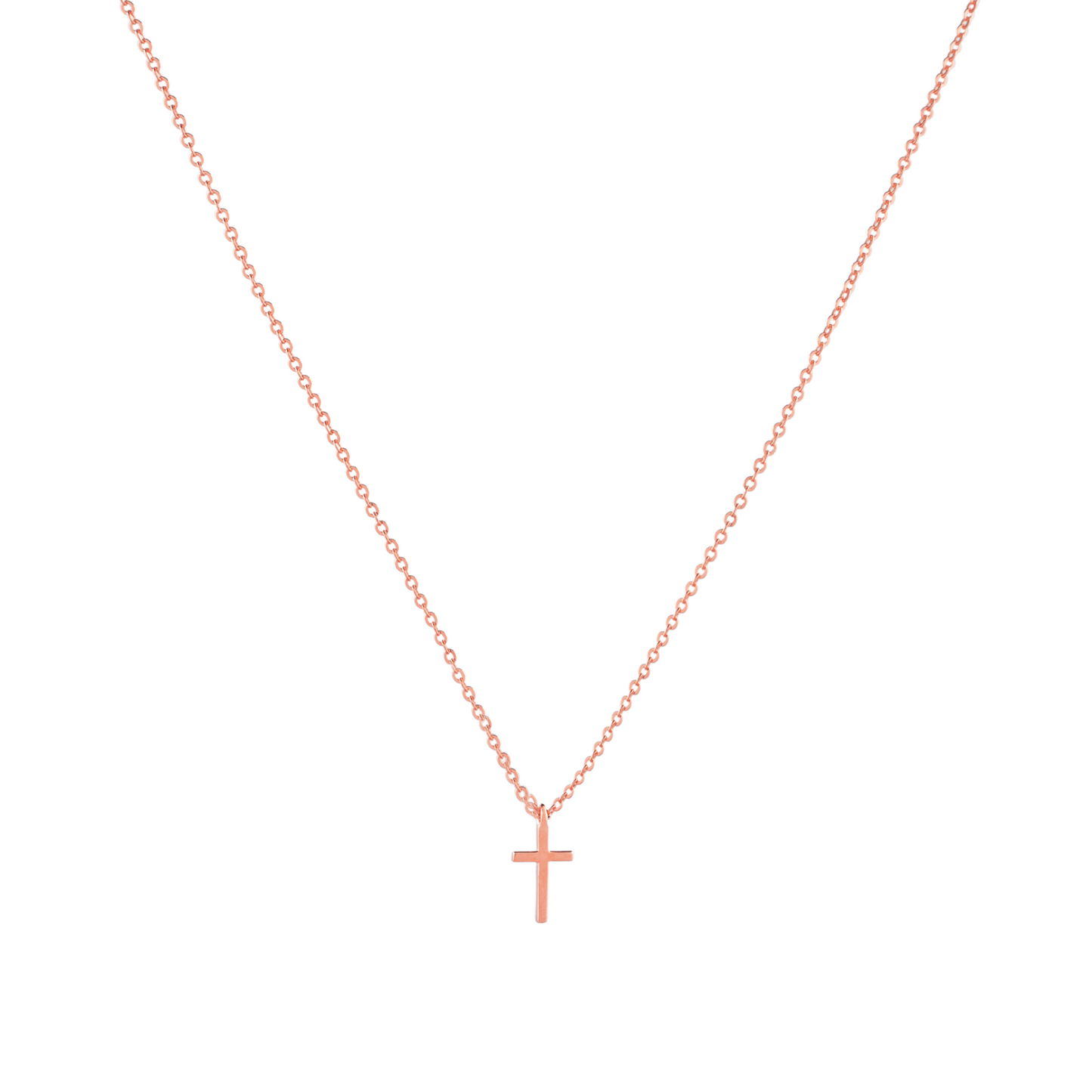 Mini Grace Cross Necklace 10mm pendant in (18k Rose Gold Plated) 925 Sterling Silver