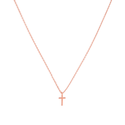 Mini Grace Cross Necklace 10mm pendant in (18k Rose Gold Plated) 925 Sterling Silver