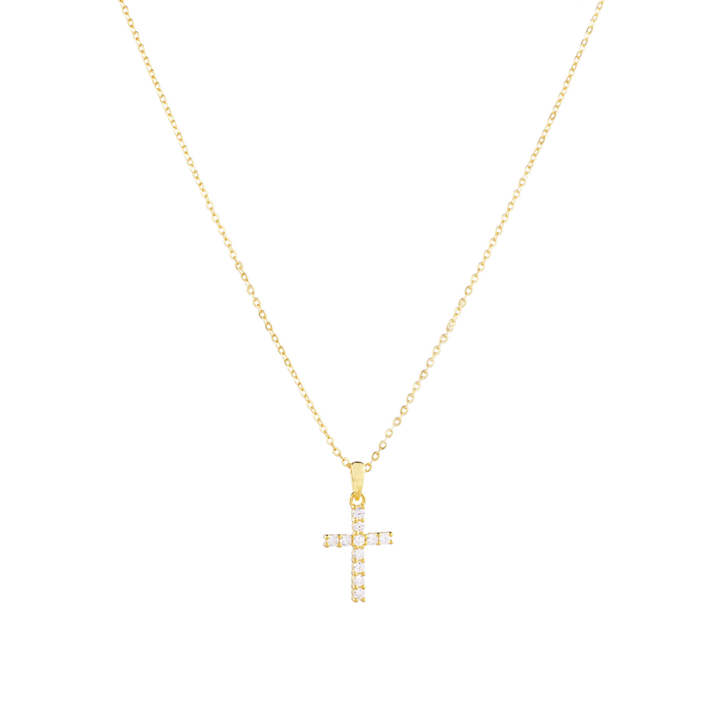 The Light of Faith Cross Necklace 16mm pendant in (Gold) 925 Sterling Silver