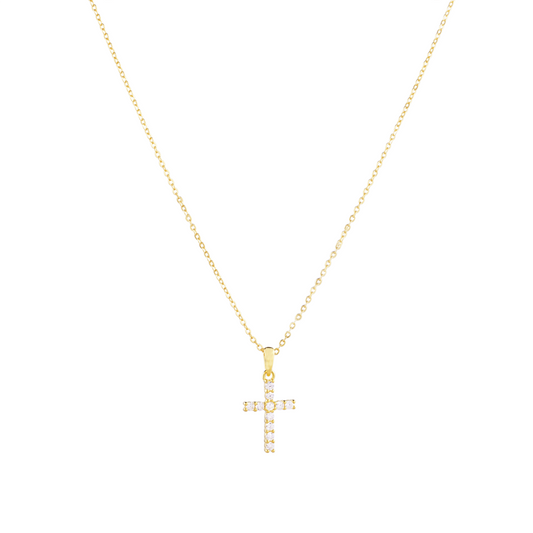 The Light of Faith Cross Necklace 16mm pendant in (Gold) 925 Sterling Silver