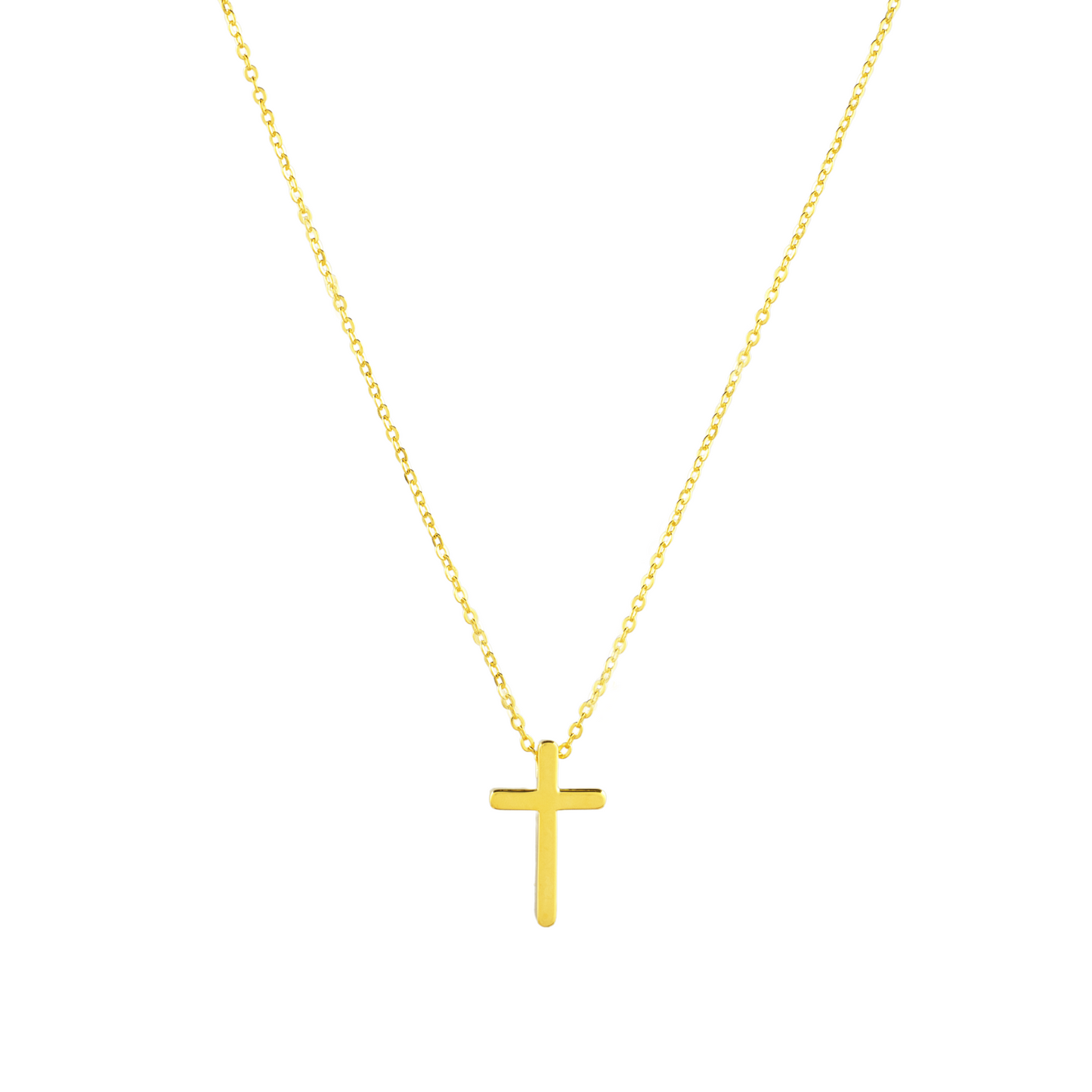 Christian Cross 18mm pendant Necklace in (18k Gold Plated) 925 Sterling Silver