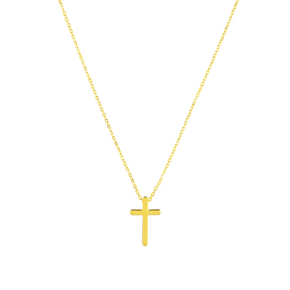 Christian Cross 18mm pendant Necklace in (18k Gold Plated) 925 Sterling Silver