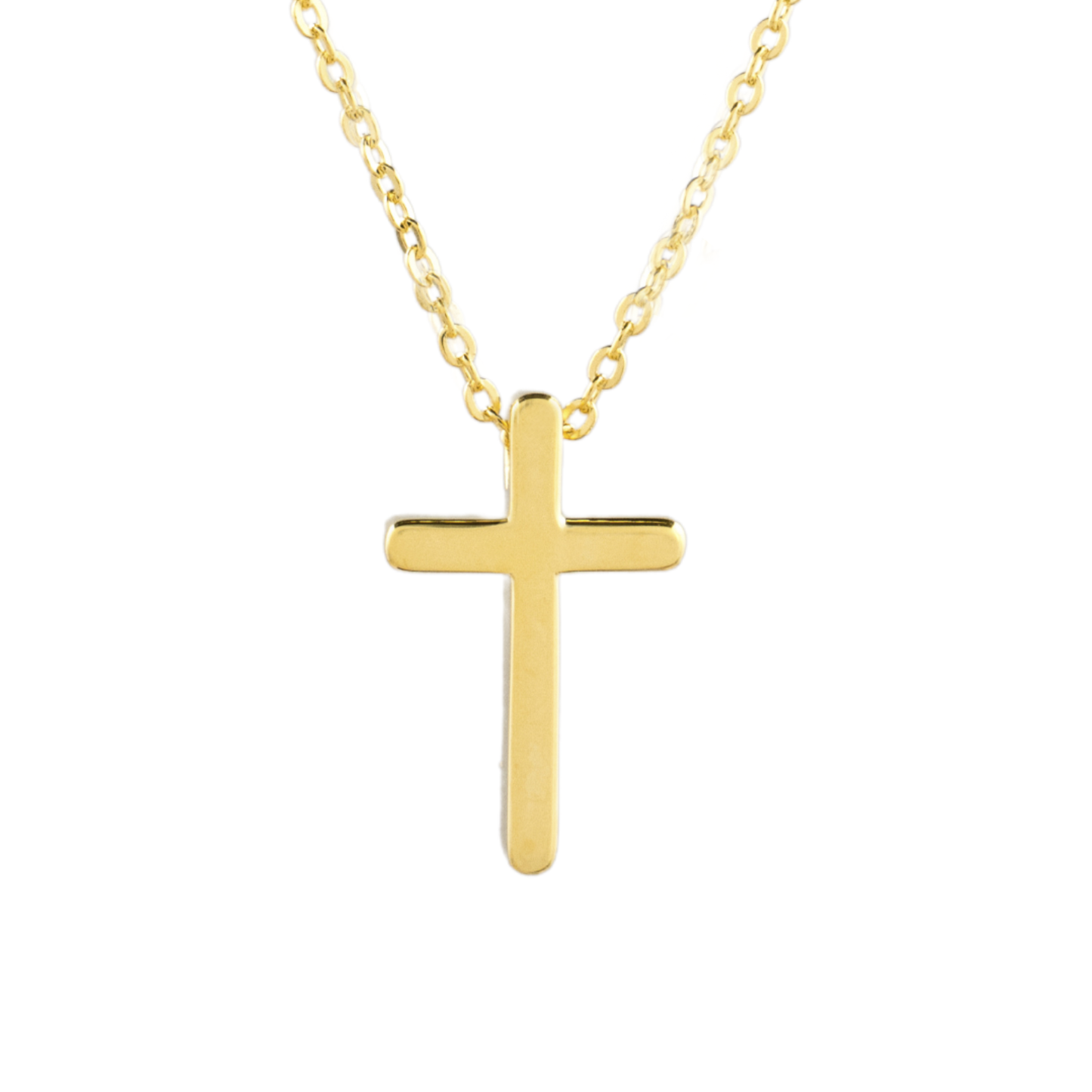 Christian Cross 18mm pendant Necklace in (18k Gold Plated) 925 Sterling Silver