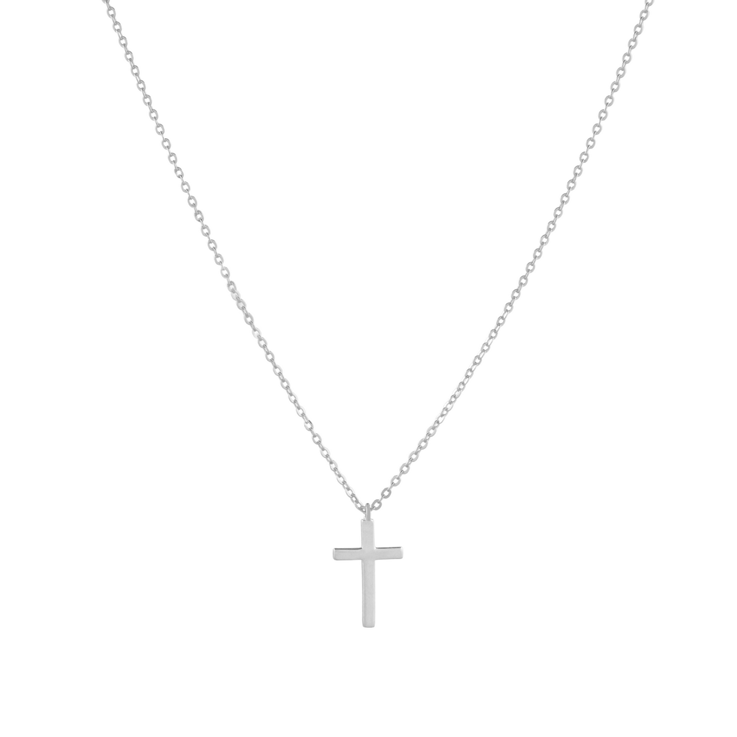 The Grace Cross Necklace 18mm pendant in (Rhodium Plated) 925 Sterling Silver