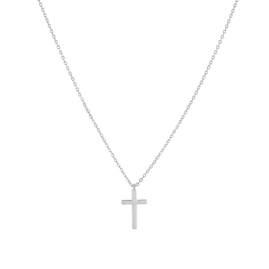 The Grace Cross Necklace 18mm pendant in (Rhodium Plated) 925 Sterling Silver