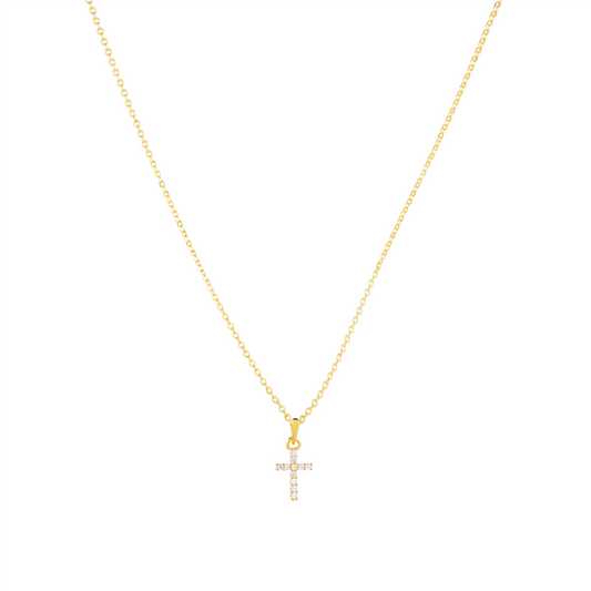 The Light of Grace Mini Cross Necklace 10mm pendant in (Gold) 925 Sterling Silver