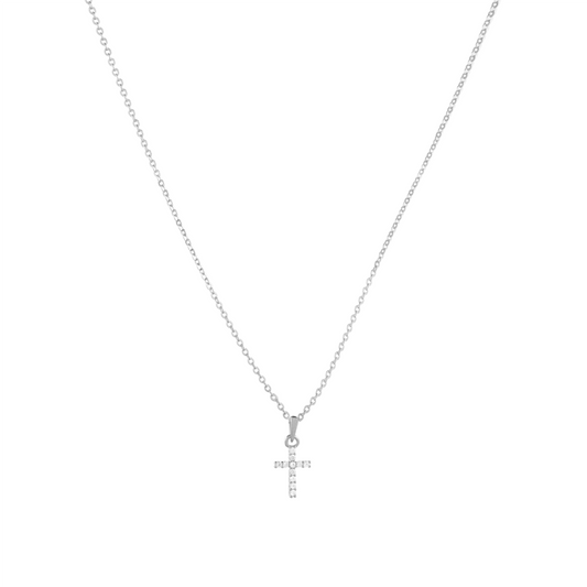 The Light of Grace Mini Cross Necklace 10mm pendant in (Rhodium) 925 Sterling Silver