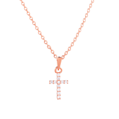 10mm Light of Faith Cross Necklace in Rose Gold