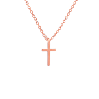 10mm Grace Cross Necklace in Rose Gold