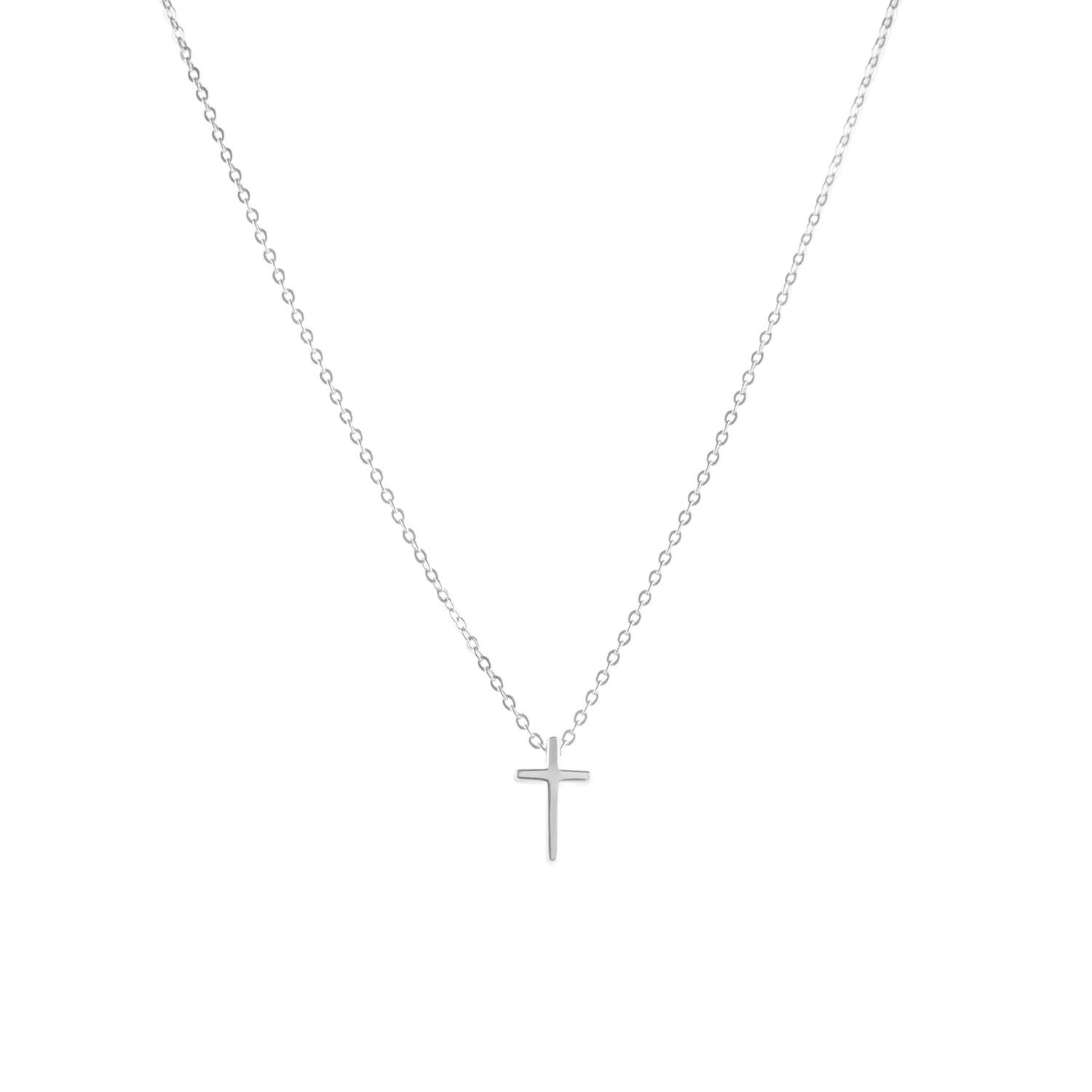 Rhodium Mini Christian Cross Necklace